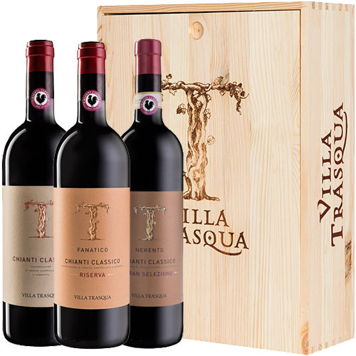 Wijnpakket Chianti Classico Villa Trasqua in wijnkist