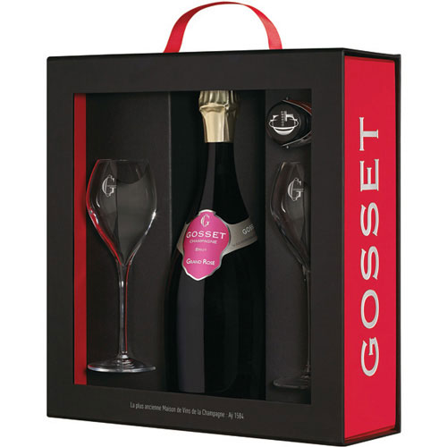 Gosset Grand Rosé in geschenkverpakking met glazen