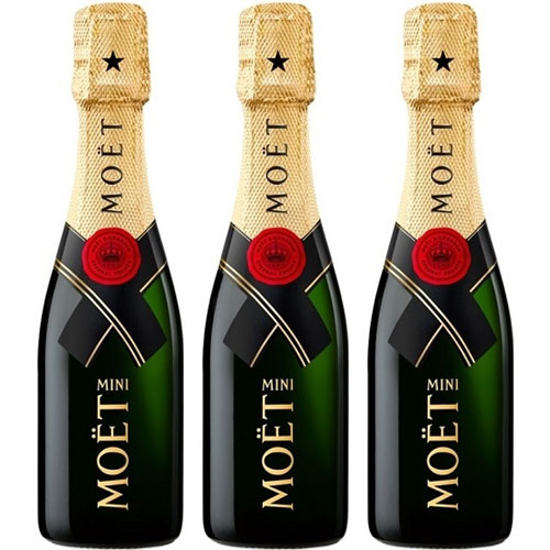 Moët & Chandon Mini set van 3 met opzet flûtes Moët & Chandon Mini set van 3 met opzet flûtes