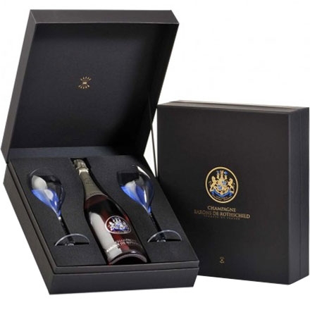 Champagne Barons de Rothschild Rosé 750ML in luxe geschenkdoos met glazen