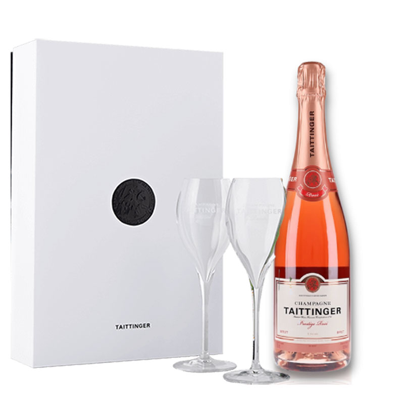 Taittinger Prestige Rosé in giftpack met 2 glazen