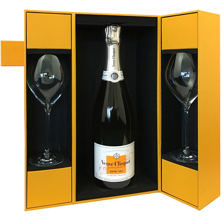 Veuve Clicquot Demi-Sec 75 CL in luxe Geschenkbox met glazen Veuve Clicquot Demi-Sec Geschenkbox met glazen