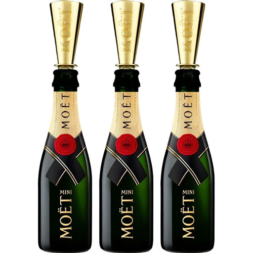 Moët & Chandon Mini set van 3 met opzet flûtes Moët & Chandon Mini set van 3 met opzet flûtes