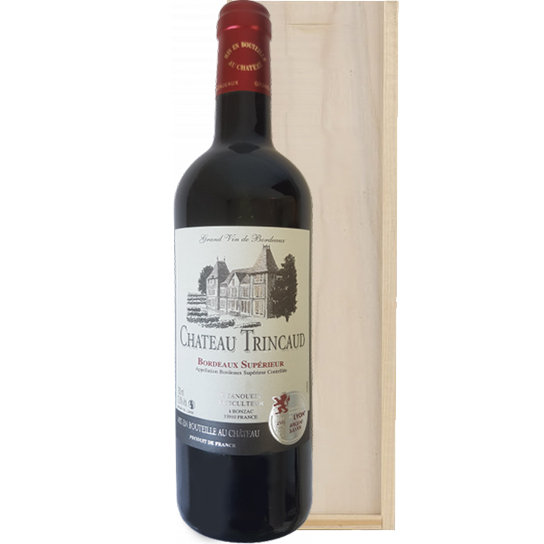 Bordeaux Supérieur Château Trincaud in wijnkist