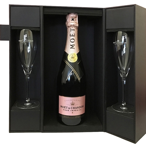 Moet & Chandon Brut Rosé in luxe geschenkdoos met glazen