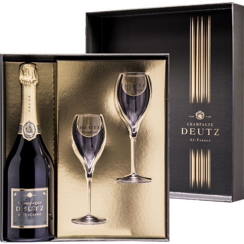 Deutz Brut Classic in cadeauverpakking met glazen