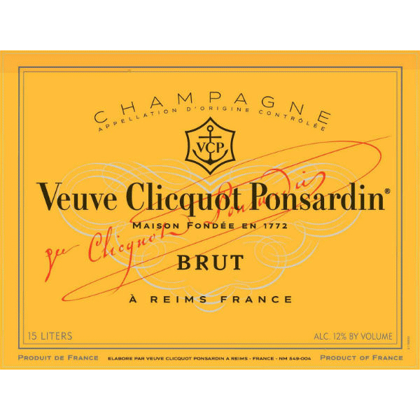 Veuve Clicquot Brut Nebuchadnezzar etiket Veuve Clicquot Ponsardin Brut Nebuchadnezzar 1500CL fles