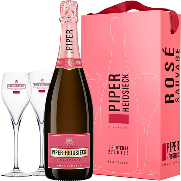 Piper-Heidsieck Rosé Sauvage in geschenkdoos met 2 glazen