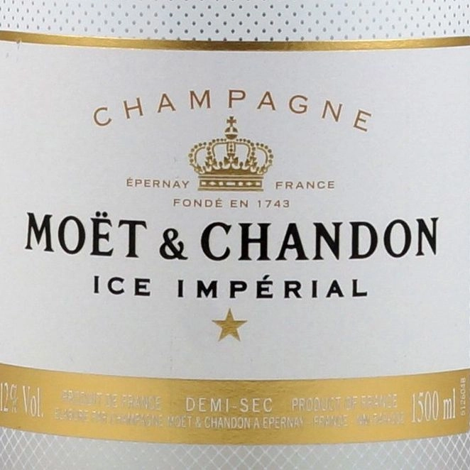Detail van het etiket van Moët & Chandon Ice Impérial Magnum 1,5 liter