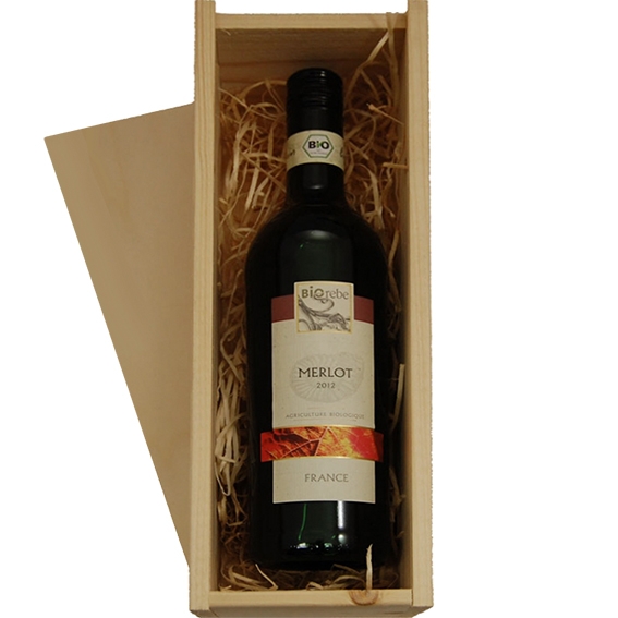 Merlot Bio Rebe biologische rode wijn in wijnkist