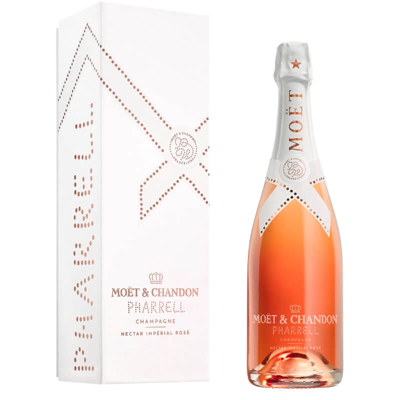 Moët & Chandon Pharrell Nectar Impérial Rosé champagne in geschenkverpakking met witte designbox