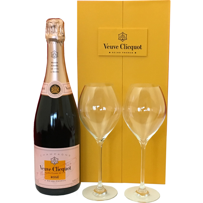 Veuve clicquot Rosé in Luxe Geschenkbox met 2 flutes Champagne Veuve Clicquot Rosé 75CL in Luxe Geschenkbox met glazen