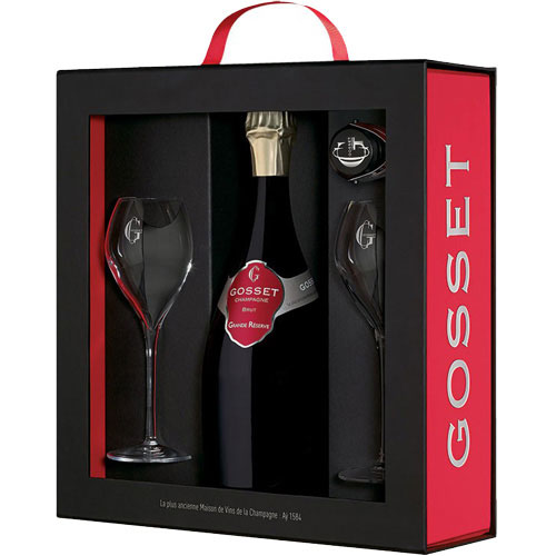 Gosset Grande Réserve in geschenkverpakking met glazen