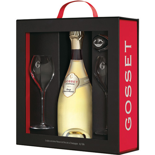 Gosset Blanc de Blancs in geschenkverpakking met glazen