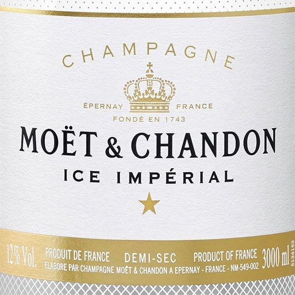 Detailfoto van het etiket van Moët & Chandon Ice Impérial Jeroboam 3 liter champagne
