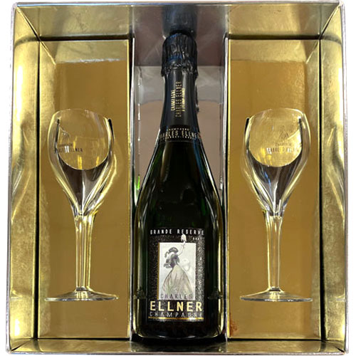 Charles Ellner Champagne in luxe geschenkdoos met glazen 750 ML
