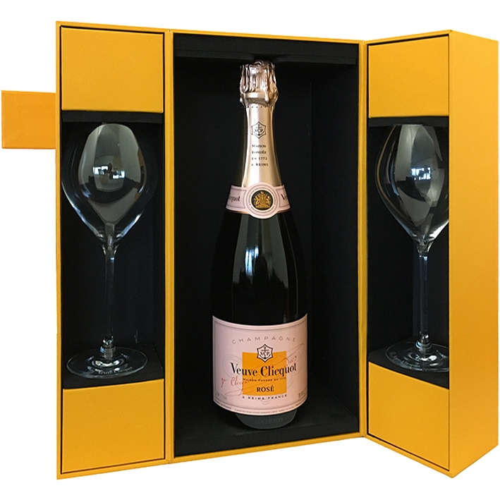Veuve clicquot Rosé in Luxe Geschenkbox met 2 flutes Champagne Veuve Clicquot Rosé 75CL in Luxe Geschenkbox met glazen