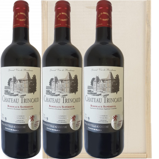 Bordeaux Supérieur Château Trincaud 3 flessen in wijnkist
