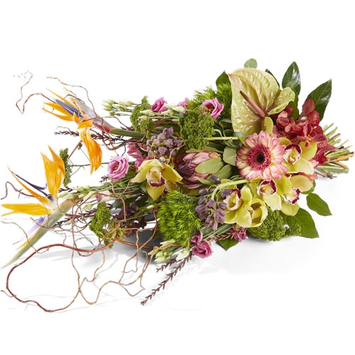 Rouwboeket met luxe bloemen