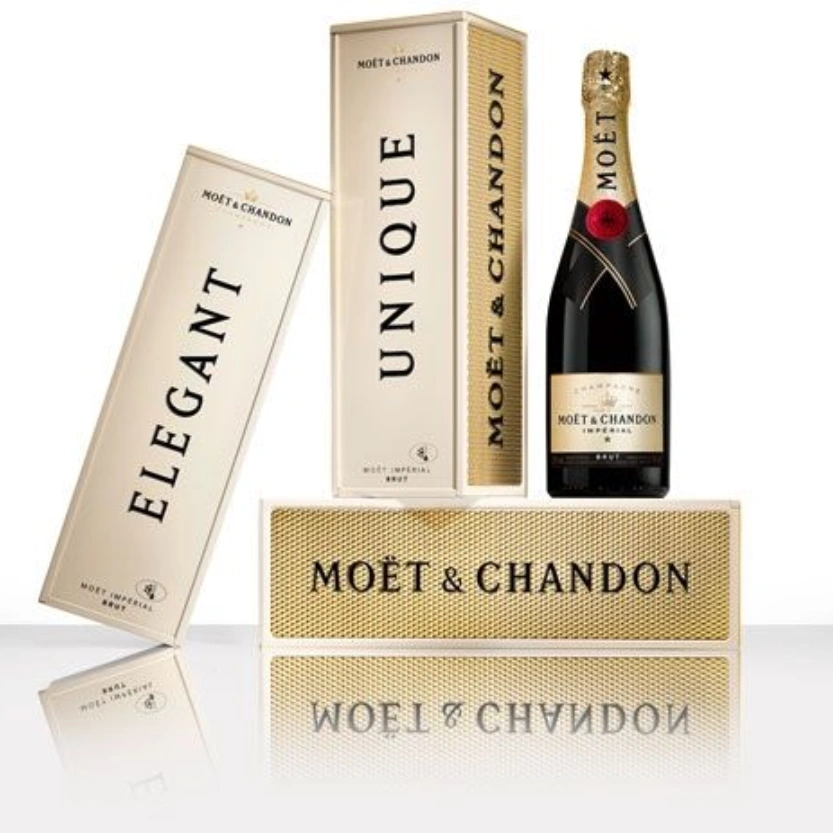 Moët & Chandon Brut Impérial 75CL met elegante geschenkverpakking en luxe presentatiedoos